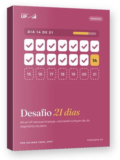 Capa do Desafio 21 dias da Finanças UP, com o calendário dos 21 dias
